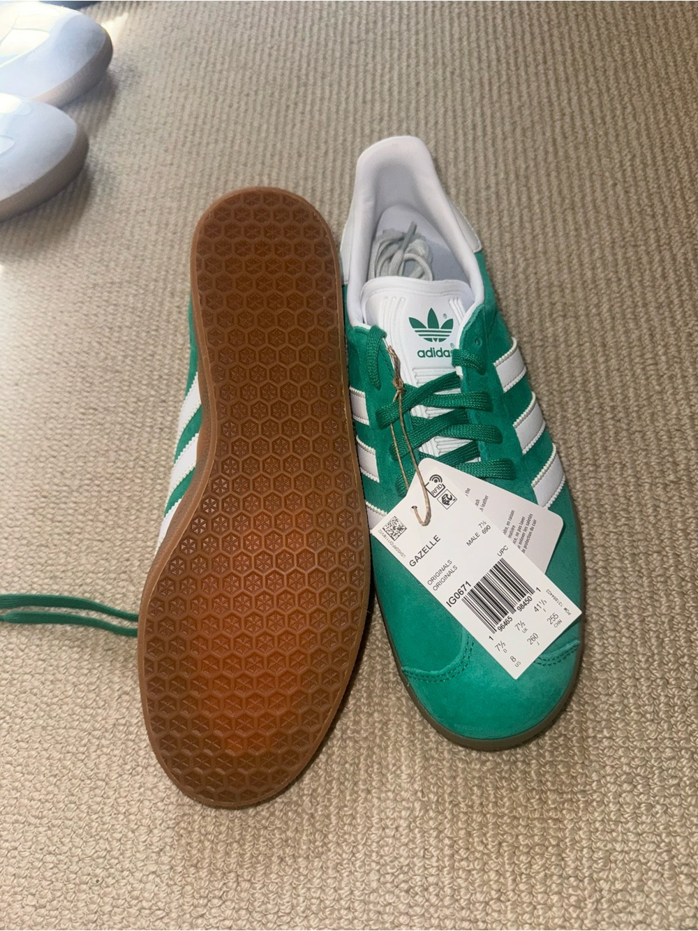 adidas Green and White Suede Sneakers - Picture 3 of 3